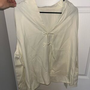 SHEIN Cream Hooded Top with Drawstring